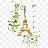 巴黎铁塔和鲜花-空若网 巴黎铁塔和鲜花-空若网