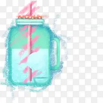 蓝色卡通杯子吸管-空若网 蓝色卡通杯子吸管-空若网