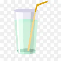 白色质感玻璃杯子黄色吸管-空若网 白色质感玻璃杯子黄色吸管-空若网