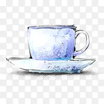 手绘蓝色室内杯子-空若网 手绘蓝色室内杯子-空若网