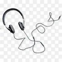 创意手绘摄影黑色耳机线-空若网 创意手绘摄影黑色耳机线-空若网