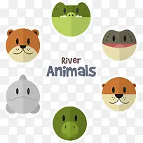 矢量河流动物插图-空若网 矢量河流动物插图-空若网