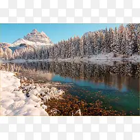 唯美冬季河流森林摄影图-空若网 唯美冬季河流森林摄影图-空若网