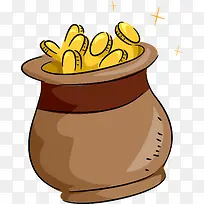 卡通手绘钱袋金币-空若网 卡通手绘钱袋金币-空若网