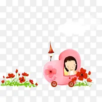 爱心车里面的女孩-空若网 爱心车里面的女孩-空若网