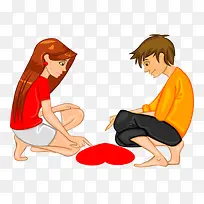 画爱心男女-空若网 画爱心男女-空若网