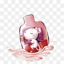 粉色卡通漂流瓶插画-空若网 粉色卡通漂流瓶插画-空若网