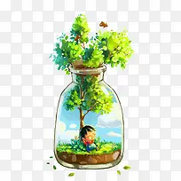 漂流瓶儿童插画-空若网 漂流瓶儿童插画-空若网