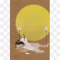 手绘花好月圆插画-空若网 手绘花好月圆插画-空若网