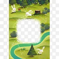 时尚卡通手绘草地和兔子-空若网 时尚卡通手绘草地和兔子-空若网