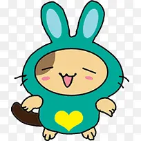 手绘蓝色可爱兔子-空若网 手绘蓝色可爱兔子-空若网