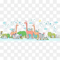 长颈鹿卡通城市素材-空若网 长颈鹿卡通城市素材-空若网