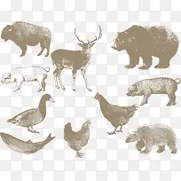 矢量复古动物-空若网 矢量复古动物-空若网