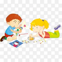 手绘卡通小孩画画图案-空若网 手绘卡通小孩画画图案-空若网
