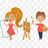 唱歌画画孩子PNG矢量素材-空若网 唱歌画画孩子PNG矢量素材-空若网