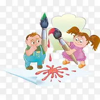 手绘卡通小孩画画图案-空若网 手绘卡通小孩画画图案-空若网