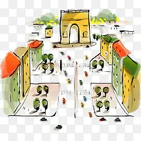 卡通手绘房子建筑-空若网 卡通手绘房子建筑-空若网