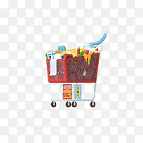 超市购物车插画素材-空若网 超市购物车插画素材-空若网