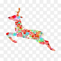 彩色花朵图案羚羊-空若网 彩色花朵图案羚羊-空若网