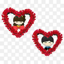 卡通男女爱心花环-空若网 卡通男女爱心花环-空若网