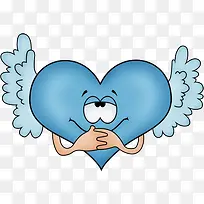 蓝色翅膀爱心卡通-空若网 蓝色翅膀爱心卡通-空若网