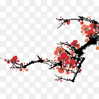 红色梅花树枝画册装饰-空若网 红色梅花树枝画册装饰-空若网