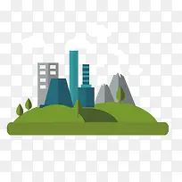 矢量建筑和绿树-空若网 矢量建筑和绿树-空若网