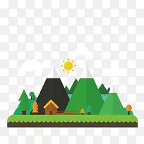 矢量山峰绿树-空若网 矢量山峰绿树-空若网