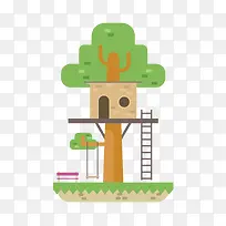 矢量绿树创意树屋-空若网 矢量绿树创意树屋-空若网