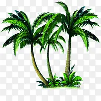 春天绿树椰树手绘-空若网 春天绿树椰树手绘-空若网