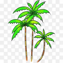手绘绿树椰树美景-空若网 手绘绿树椰树美景-空若网