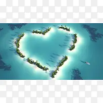 蓝底绿树围成的心-空若网 蓝底绿树围成的心-空若网