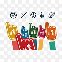 矢量扁平化手和足球-空若网 矢量扁平化手和足球-空若网