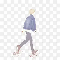 手绘卡通时尚男孩背影-空若网 手绘卡通时尚男孩背影-空若网