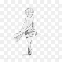 手绘卡通人物背影-空若网 手绘卡通人物背影-空若网