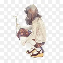 水彩人物美女背影-空若网 水彩人物美女背影-空若网