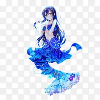 蓝衣卡通美人鱼手绘-空若网 蓝衣卡通美人鱼手绘-空若网