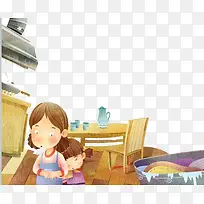 卡通小女孩与妈妈-空若网 卡通小女孩与妈妈-空若网