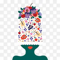 卡通插画戴花帽子的女孩-空若网 卡通插画戴花帽子的女孩-空若网