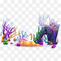 卡通手绘海底珊瑚-空若网 卡通手绘海底珊瑚-空若网