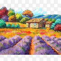 薰衣草花园中的木屋素材-空若网 薰衣草花园中的木屋素材-空若网
