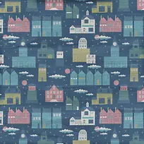 卡通房子图案背景-空若网 卡通房子图案背景-空若网