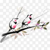 卡通树枝鸟插画效果-空若网 卡通树枝鸟插画效果-空若网