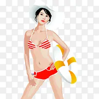 卡通夏日比基尼插画效果-空若网 卡通夏日比基尼插画效果-空若网