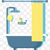 蓝色卡通扁平化浴池矢量-空若网 蓝色卡通扁平化浴池矢量-空若网