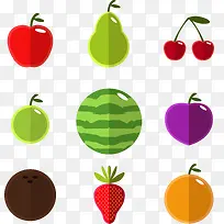 扁平西瓜和夏季水果矢量图-空若网 扁平西瓜和夏季水果矢量图-空若网