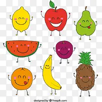 矢量卡通笑脸水果-空若网 矢量卡通笑脸水果-空若网