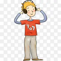 手绘卡爱听音乐男生-空若网 手绘卡爱听音乐男生-空若网