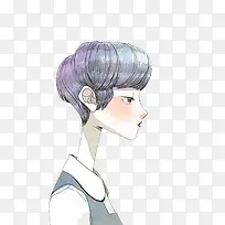 手绘短发女孩插画-空若网 手绘短发女孩插画-空若网