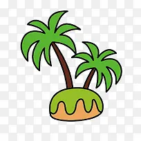 卡通椰树小岛-空若网 卡通椰树小岛-空若网